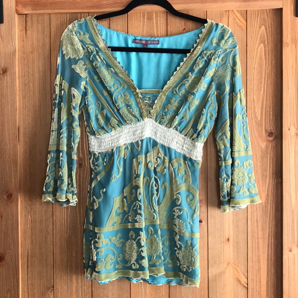 Stunning Hale Bob Silk and Velvet Blouse